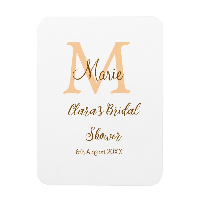 Imán monograma naranja para despedida de soltera agrega (Vertical)