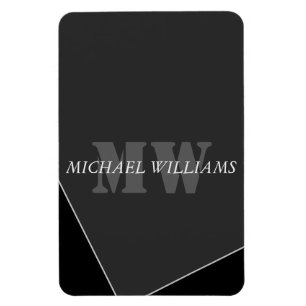 Imán Monograma negro gris artístico moderno