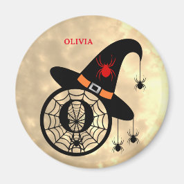 Imán Monograma O Halloween Sky Witch Spider Name