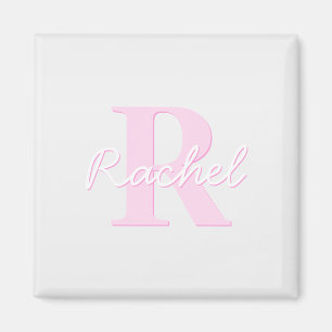 Imán Monograma personalizable lindo Rosa ombré y gris