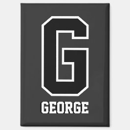 Imán Monograma personalizado en blanco y negro personal