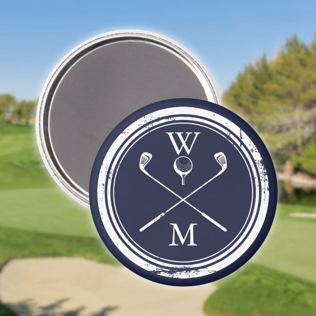 Imán Monograma personalizado Golf Royal Blue (Personalized Monogram Golf Royal Blue Magnet)