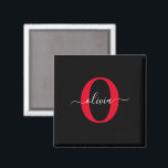 Imán Monograma personalizado Nombre de guión Negro Blan<br><div class="desc">Este elegante monograma y el elegante diseño del nombre de la escritura se pueden dar como regalo para un cumpleaños, boda, ducha de novia, aniversario, Día de la Madre o cualquier ocasión. Se puede personalizar con el nombre y la inicial de la persona. Puede cambiar el tipo de letra, el...</div>