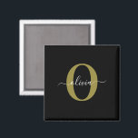 Imán Monograma personalizado Nombre del guión blanco ne<br><div class="desc">Este elegante monograma y el elegante diseño del nombre de la escritura se pueden dar como regalo para un cumpleaños, boda, ducha de novia, aniversario, Día de la Madre o cualquier ocasión. Se puede personalizar con el nombre y la inicial de la persona. Puede cambiar el tipo de letra, el...</div>