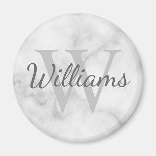 Imán Monograma personalizado y aspecto de mármol de no