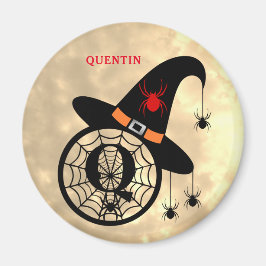 Imán Monograma Q Halloween Sky Spider Nombre Magnet