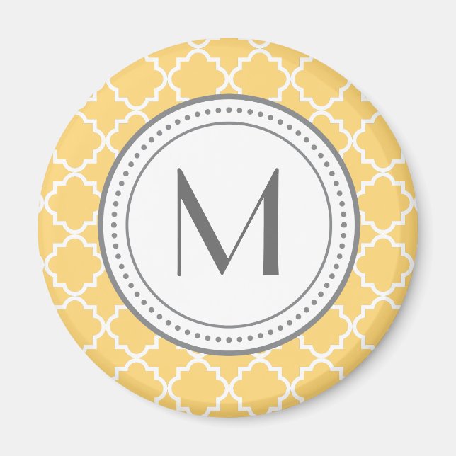 Imán Monograma Quatrefoil Magnet - amarillo (Frente)