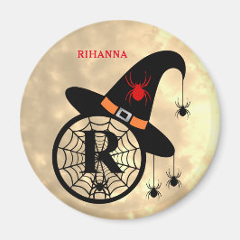 Imán Monograma R Halloween Sky Witch Spider Name