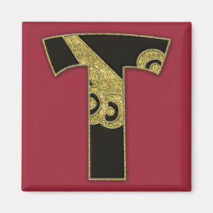 Imán monograma retro - T