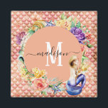 Imán Monograma Rosa Oro Purpurina Sirena Escales Divers<br><div class="desc">Este diseño puede ser personalizado en el área proporcionada cambiando la foto y/o el texto. O puede personalizarse haciendo clic en Personalizar esta plantilla y, a continuación, eligiendo la opción de hacer clic en el personalizar y eliminando o cambiando el color del fondo, agregando texto, cambiando el color o estilo...</div>