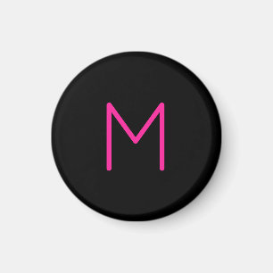 Imán Monograma rosa y negro moderno editable