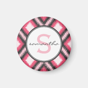 Imán Monograma rosado de Ikat