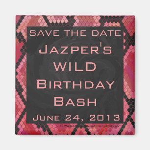 Imán Monograma Serpiente Estampado Negro y Rojo