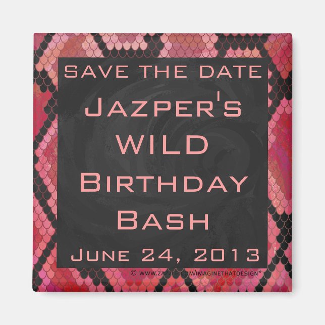 Imán Monograma Snack Impresión negra y roja (Frente)