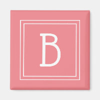 Monograma suave Coral rosa y blanco inicial