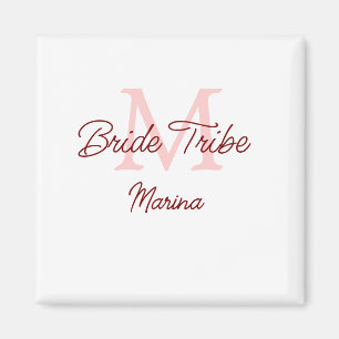 Imán monograma tribu novia rojo ducha nupcial simple mi