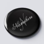 Imán Monograma único personalizado de nombre blanco y n<br><div class="desc">Diseño de monograma único personalizado en blanco y negro para cualquier persona.</div>