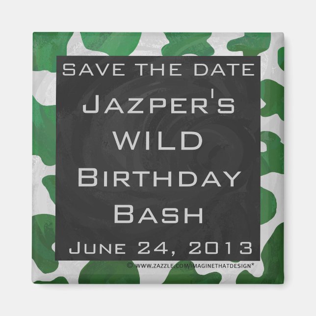 Imán Monograma verde y blanco de vaca (Frente)