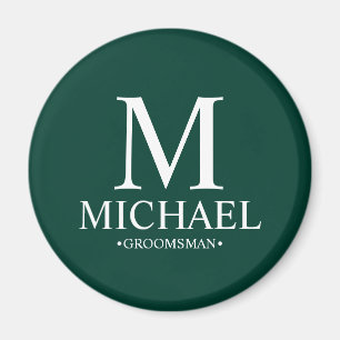Imán Monograma y nombre de Groomsman personalizado