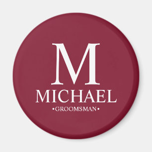 Imán Monograma y nombre de Groomsman personalizado