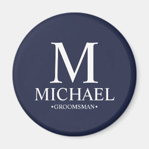 Imán Monograma y nombre de Groomsman personalizado de l