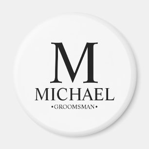 Imán Monograma y nombre de Groomsman personalizado mode