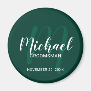 Imán Monograma y nombre de Groomsmen personalizado de e