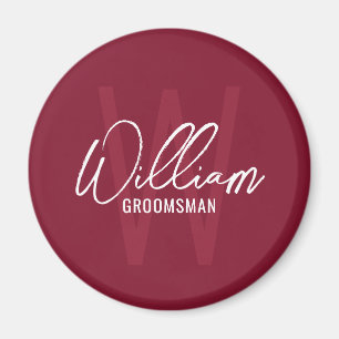 Imán Monograma y nombre de Groomsmen personalizado de e