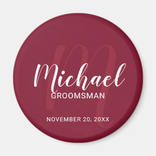 Imán Monograma y nombre de Groomsmen personalizado de e