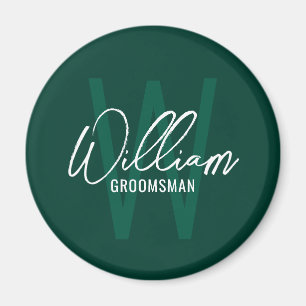 Imán Monograma y nombre de Groomsmen personalizado de e