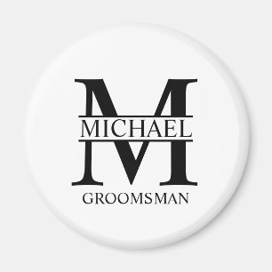 Imán Monograma y nombre del Groomsman personalizado