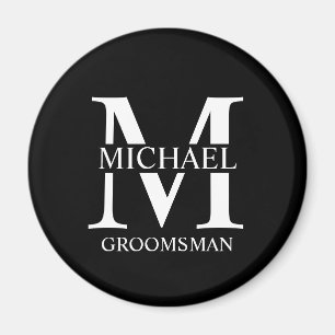Imán Monograma y nombre del Groomsman personalizado