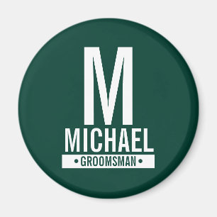 Imán Monograma y nombre del Groomsman personalizado