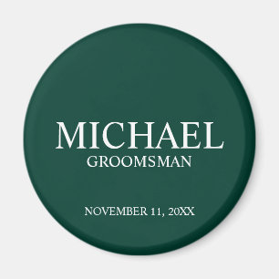 Imán Monograma y nombre del Groomsman personalizado