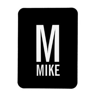 Imán Monograma y nombre en negrita personalizados moder