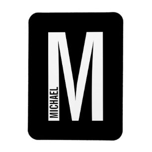 Imán Monograma y nombre en negrita personalizados moder