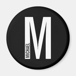 Imán Monograma y nombre negrita personalizado moderno