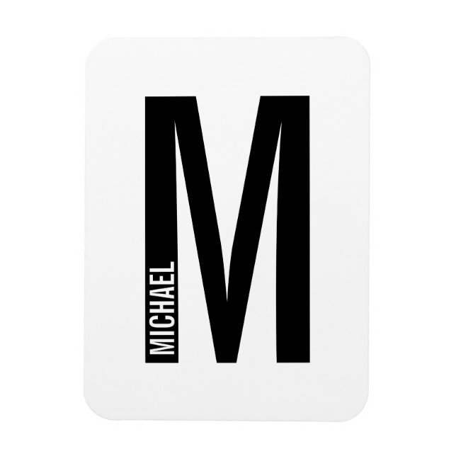Imán Monograma y nombre negrita personalizado moderno (Vertical)