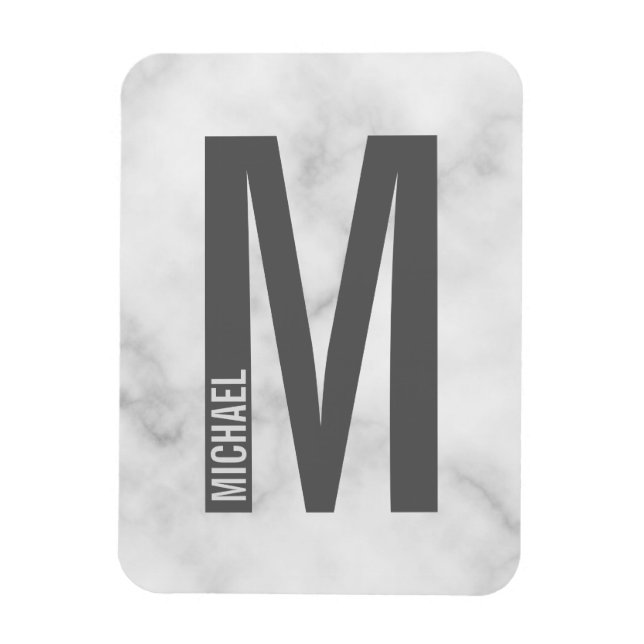 Imán Monograma y nombre negrita personalizado moderno (Vertical)