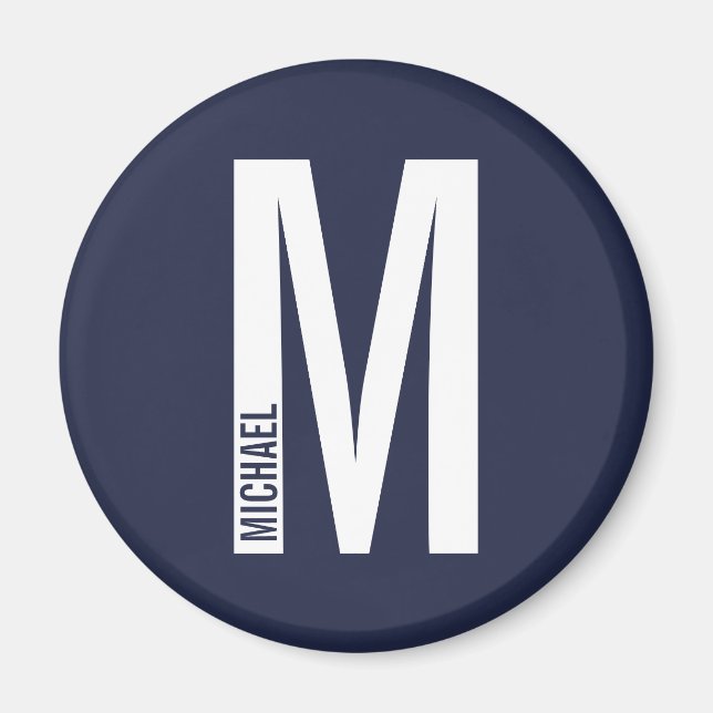 Imán Monograma y nombre negrita personalizado moderno (Frente)