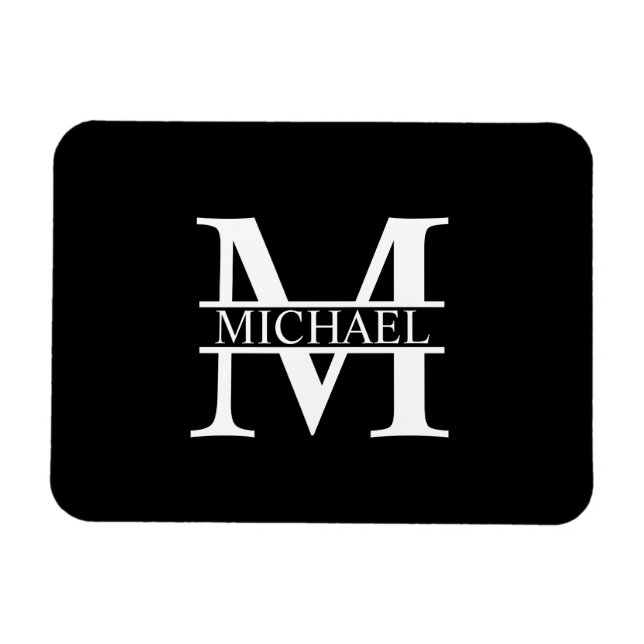 Imán Monograma y nombre personalizados (Horizontal)