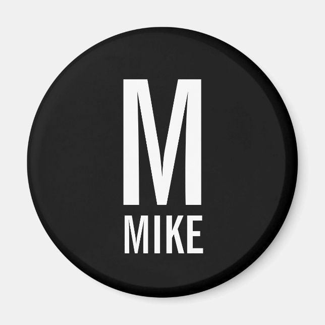 Imán Monograma y nombre personalizados modernos (Frente)