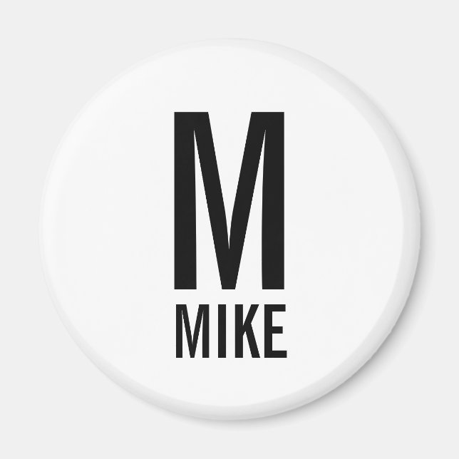 Imán Monograma y nombre personalizados modernos (Frente)