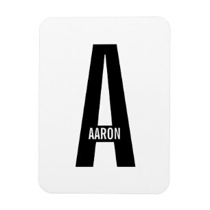 Imán Monograma y nombre personalizados modernos en negr