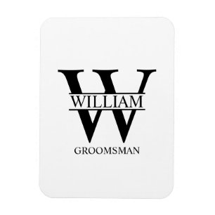Imán Monograma y nombre personalizados para los padrino