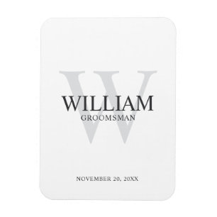 Imán Monograma y nombre personalizados para los padrino