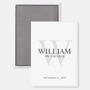 Imán Monograma y nombre personalizados para los padrino