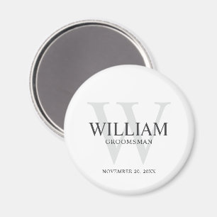 Imán Monograma y nombre personalizados para los padrino