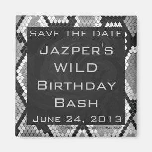 Imán Monogramado gris, blanco y negro Piel de serpiente