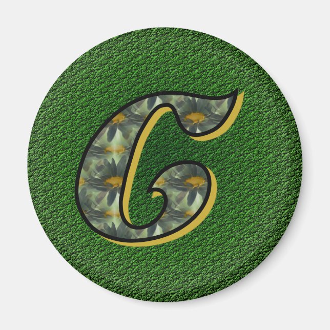 Imán Monogramado Inicial C Black Daisies Magnet (Frente)